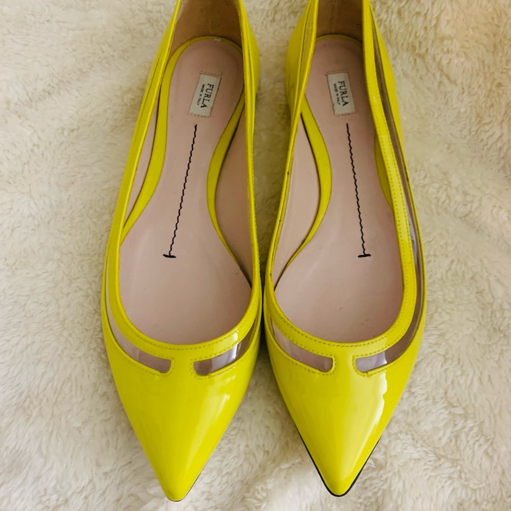 Furla Yellow Pointed Flats Size 36